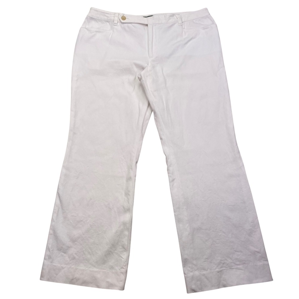 Lauren Ralph Lauren Adelle Trousers Womens 16 White Wide Leg Cotton Pants